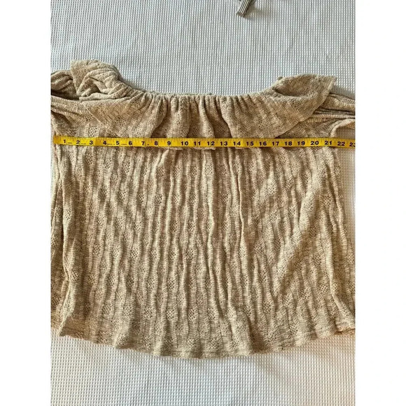 Easel Womens Knitted Off The Shoulder Ruffle Knitted Top Romantic Boho SIZE S - Picture 6 of 7